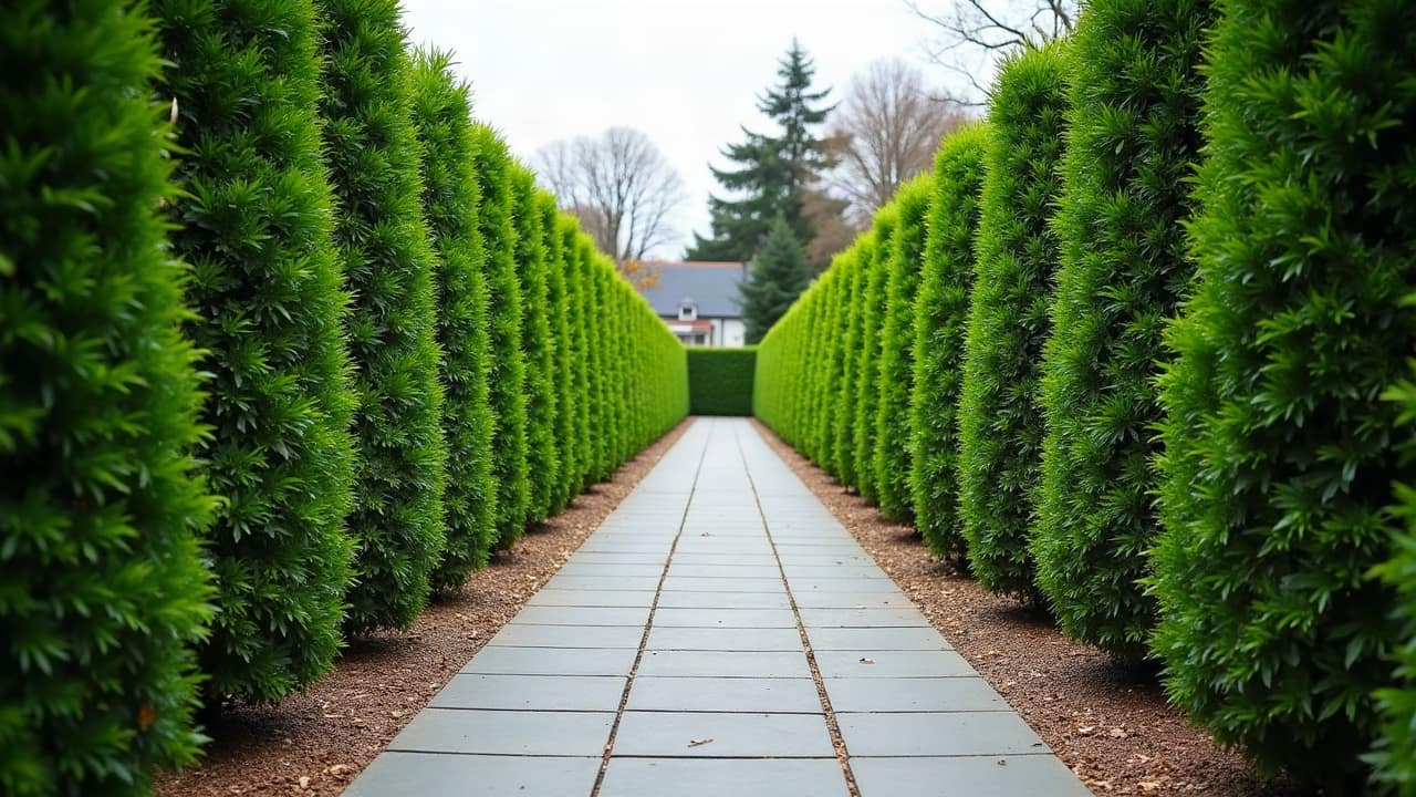 Une haie de séparation entre jardins de lotissement à Saint-Laurent-Blangy