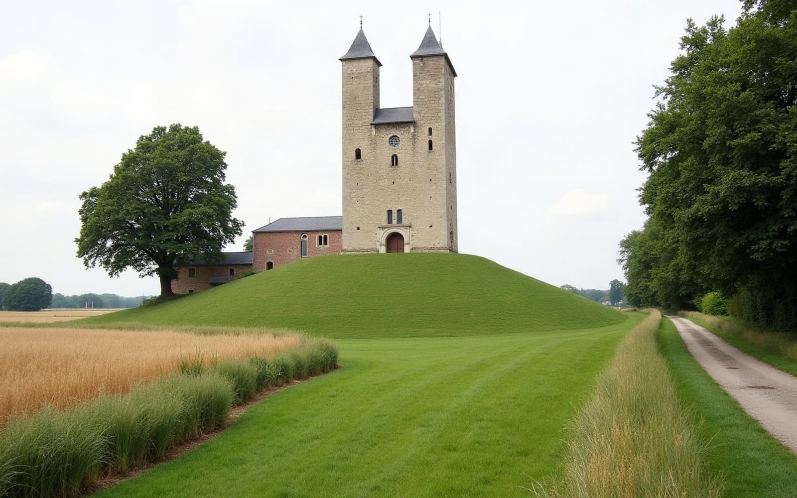 Tours de l'ancienne abbaye dominant Mont-Saint-Éloi