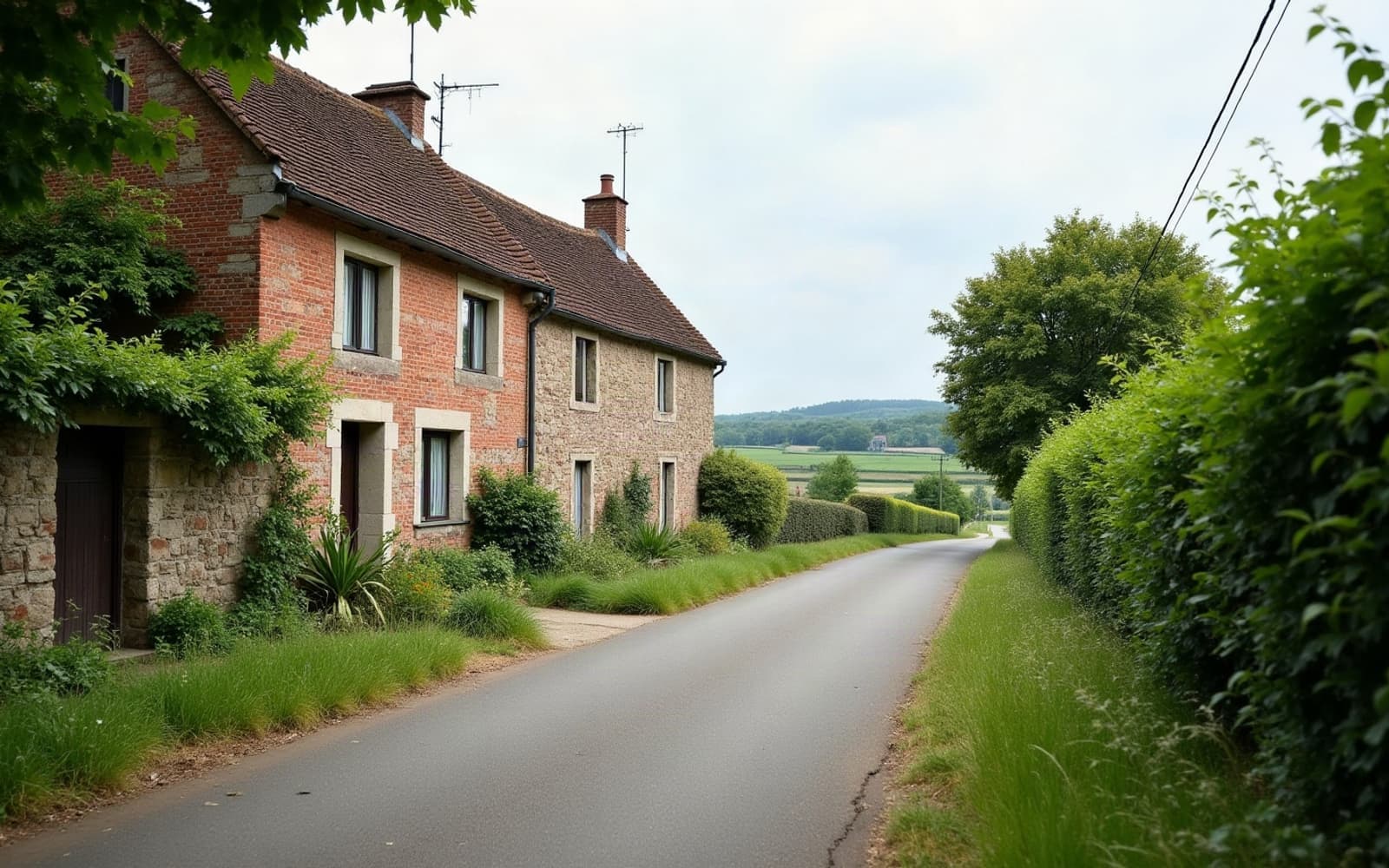 Plaine agricole et bâti ancien à Rivière